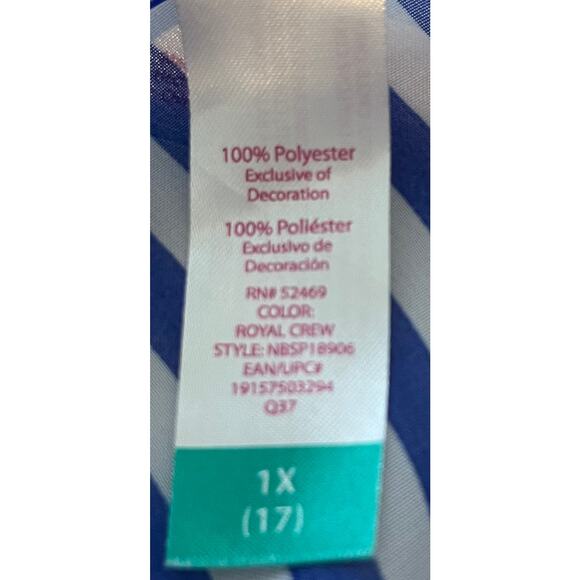 NO BOUNDARIES SWIMWEAR COVER-UP, WOMENS, 1X(17), BLUE & WHITE HORIZONTAL STRIPES - Picture 9 of 10